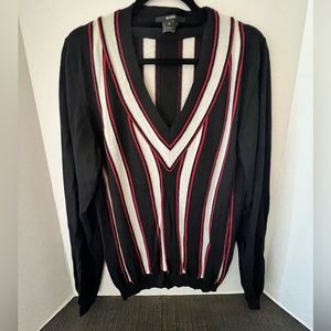 Vintage Gucci silk Wool Blend  Stripe V-Neck Sweater Size L
